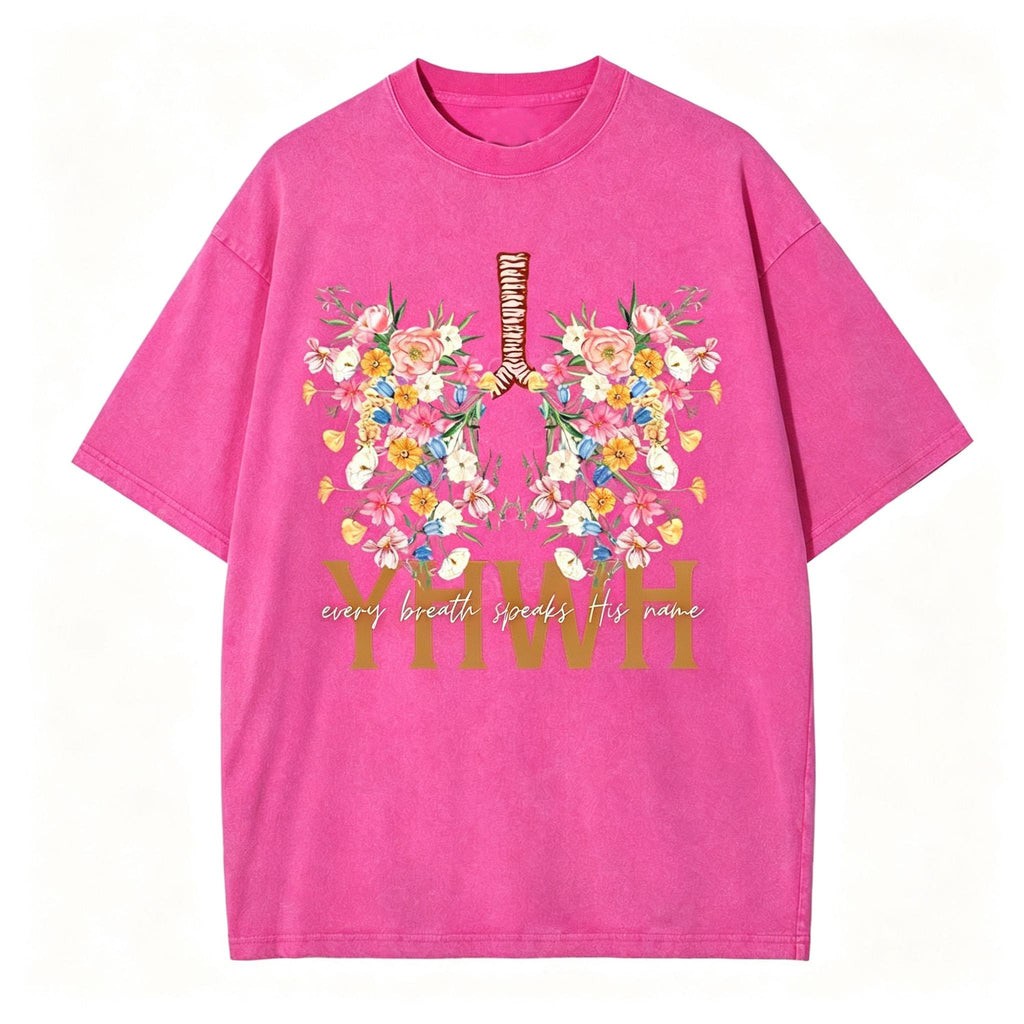 YHWH Floral Christian Washed T-Shirt