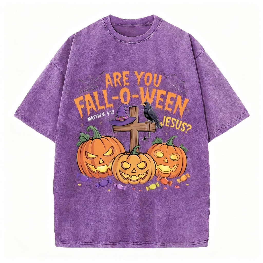 Are You Fall-o-ween Jesus Pumpkin Christian Washed T-Shirt