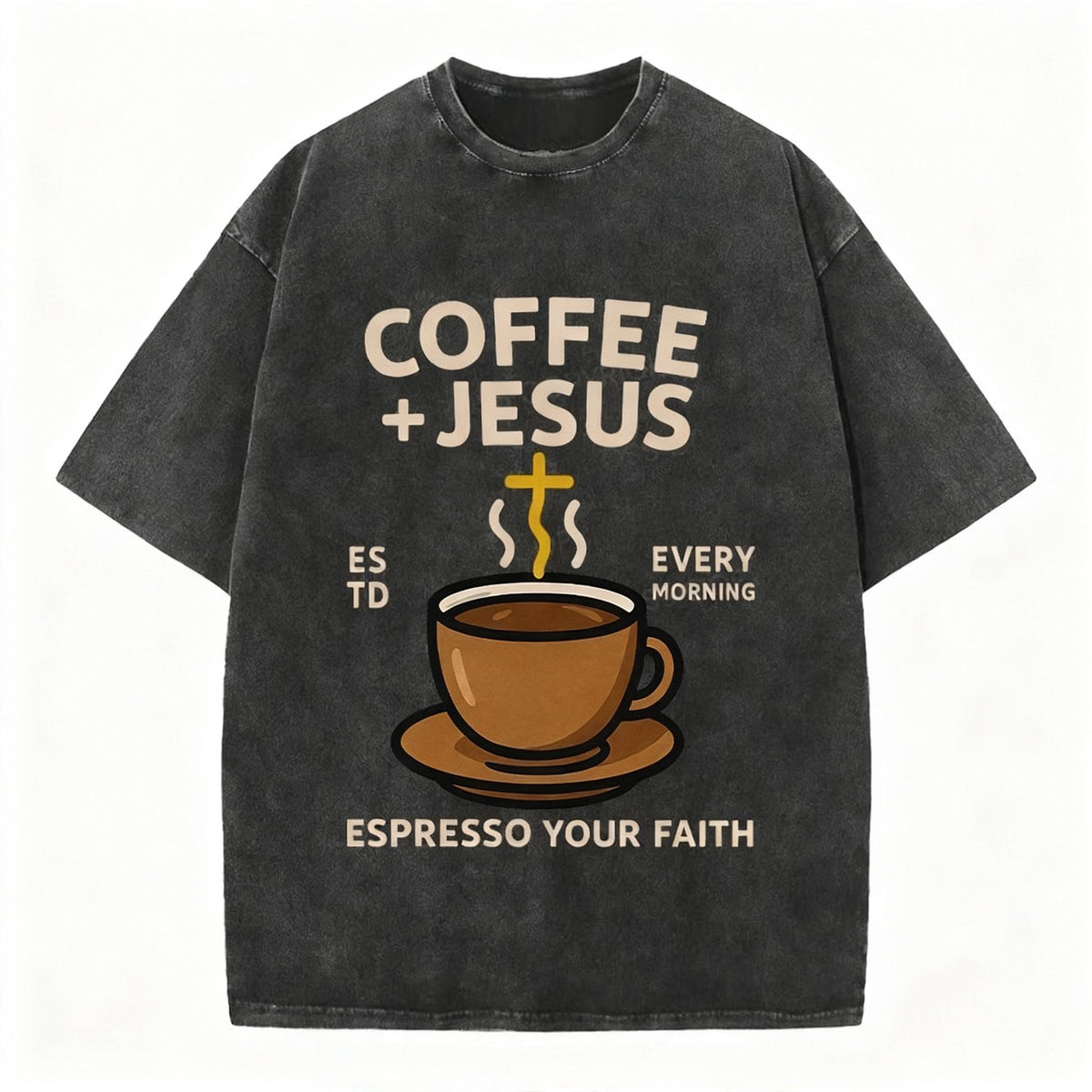 Coffee And Jesus Christian Washed T-Shirt