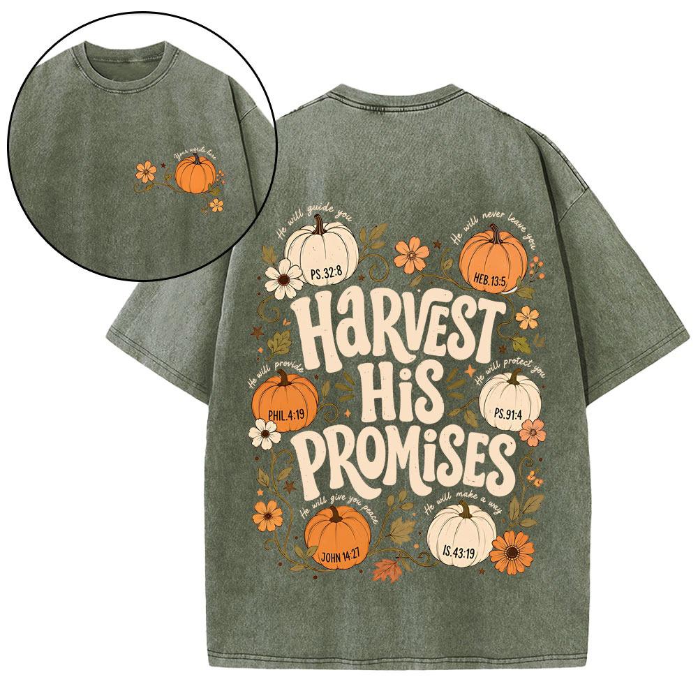 Harvest His Promises Christian Washed T-Shirt
