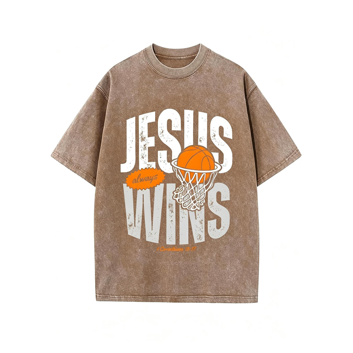 Jesus Always Wins Christian Washed T-Shirt