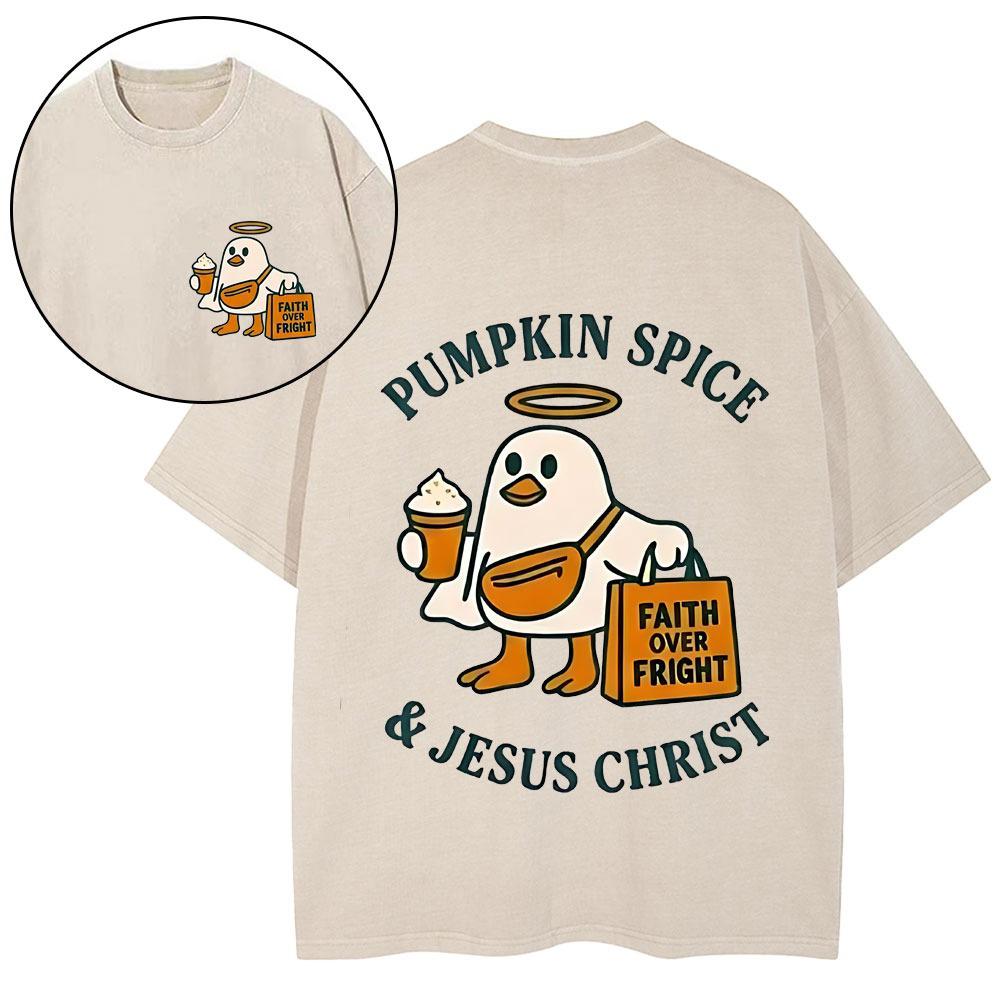 Pumpkin Spice & Jesus Christ Christian Washed T-Shirt