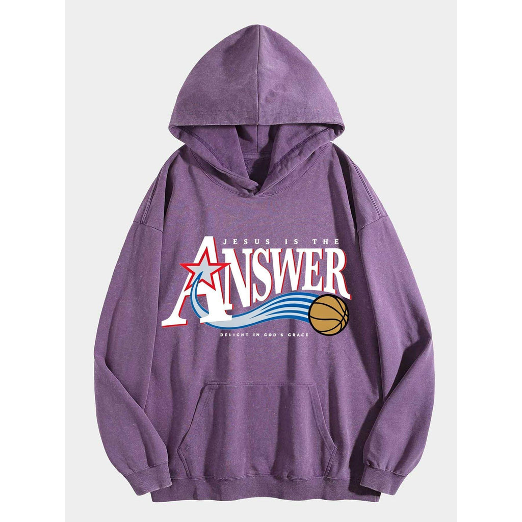 Jesus is Answer Christian Washed Hoodie