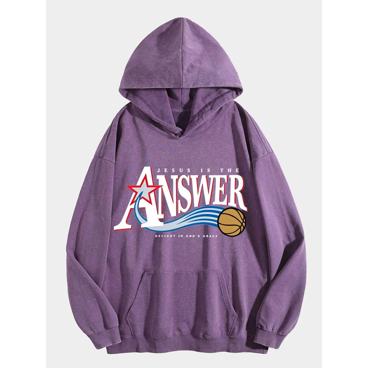 Jesus is Answer Christian Washed Hoodie