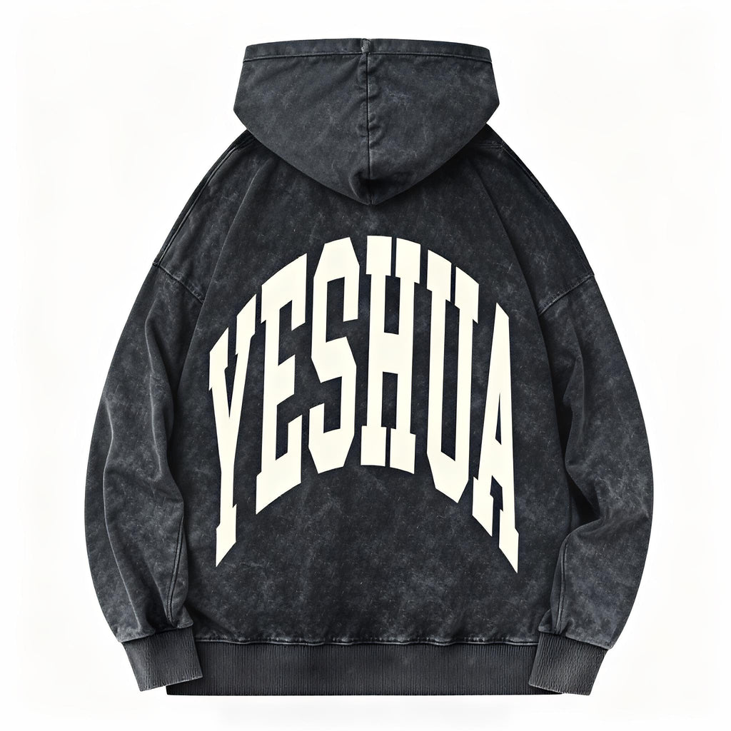 YESHUA Vintage Christian Oversized Washed Hoodie