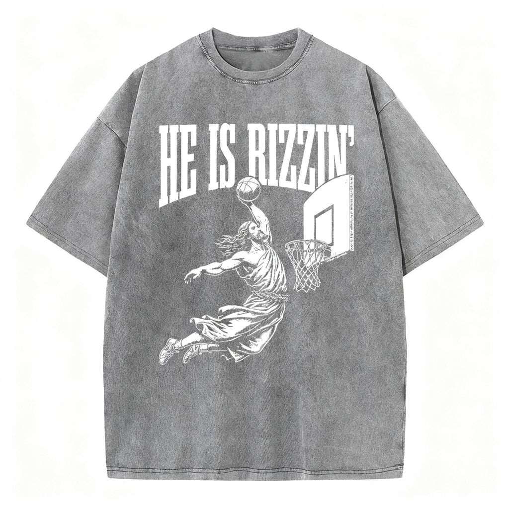 He Is Rizzin Christian Washed T-Shirt