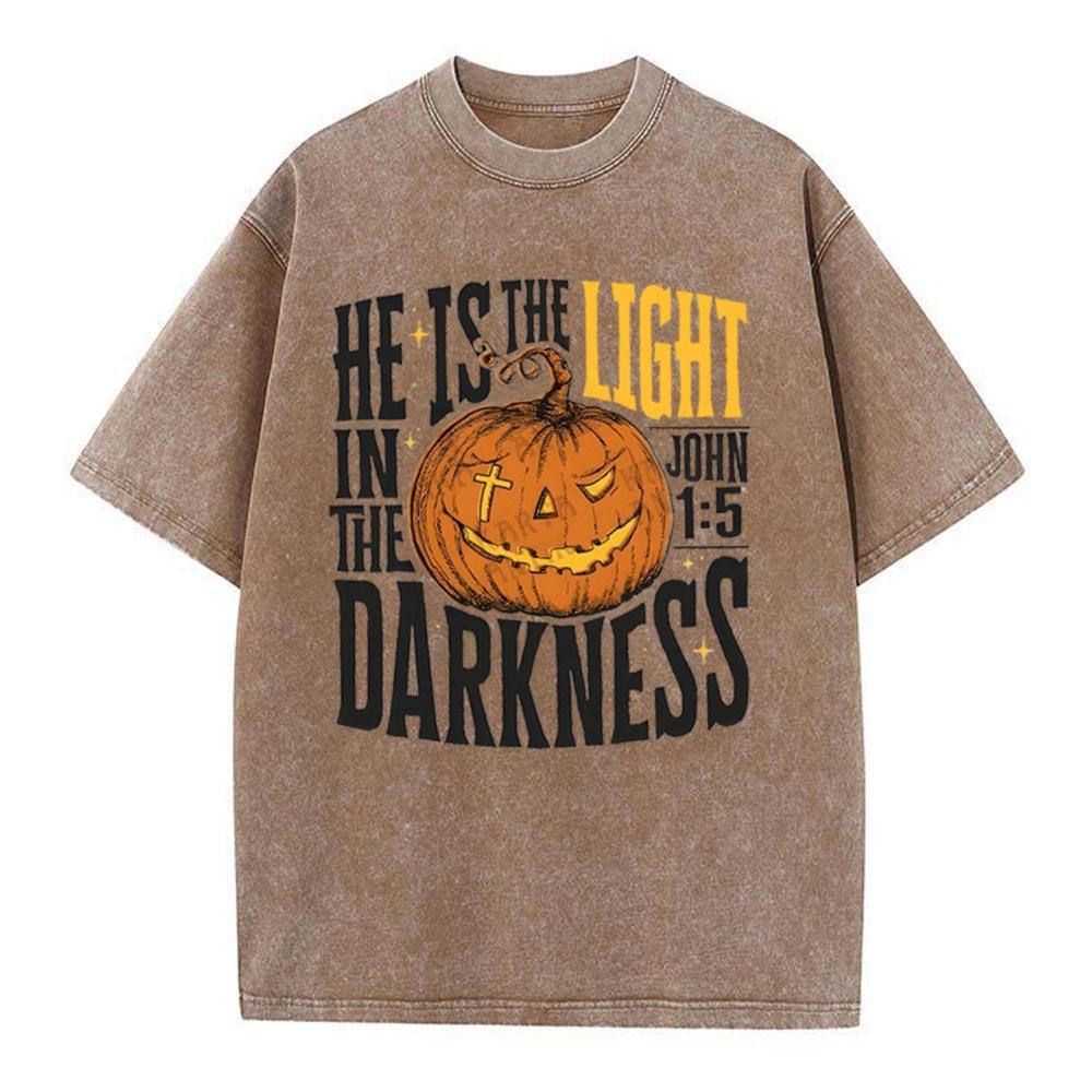 He Is The Light Christian Washed T-Shirt