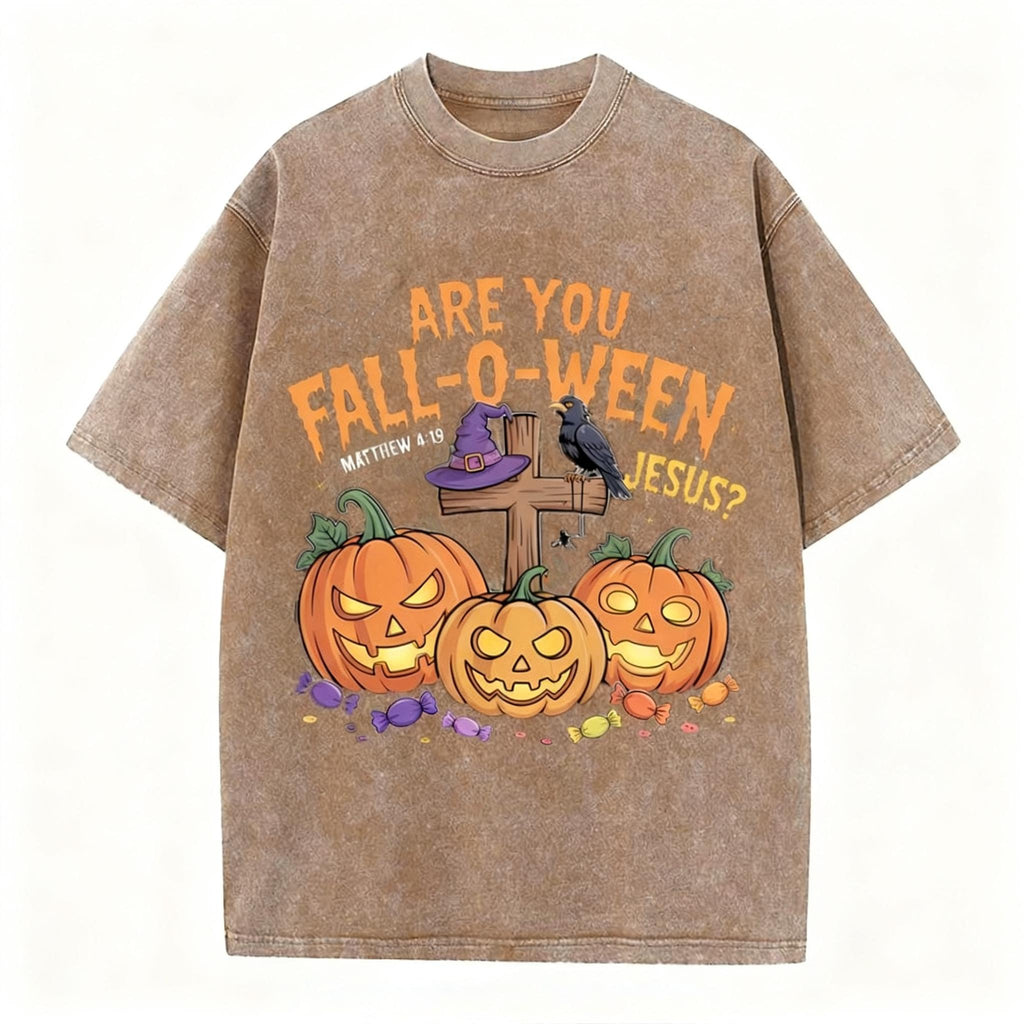 Are You Fall-o-ween Jesus Pumpkin Christian Washed T-Shirt