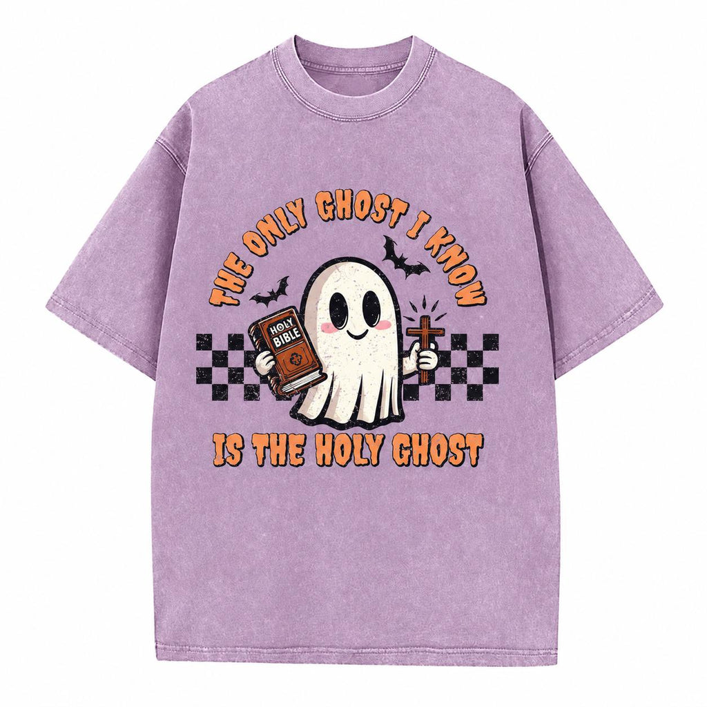The Only Ghost I Know Is The Holy Ghost Christian Washed T-Shirt