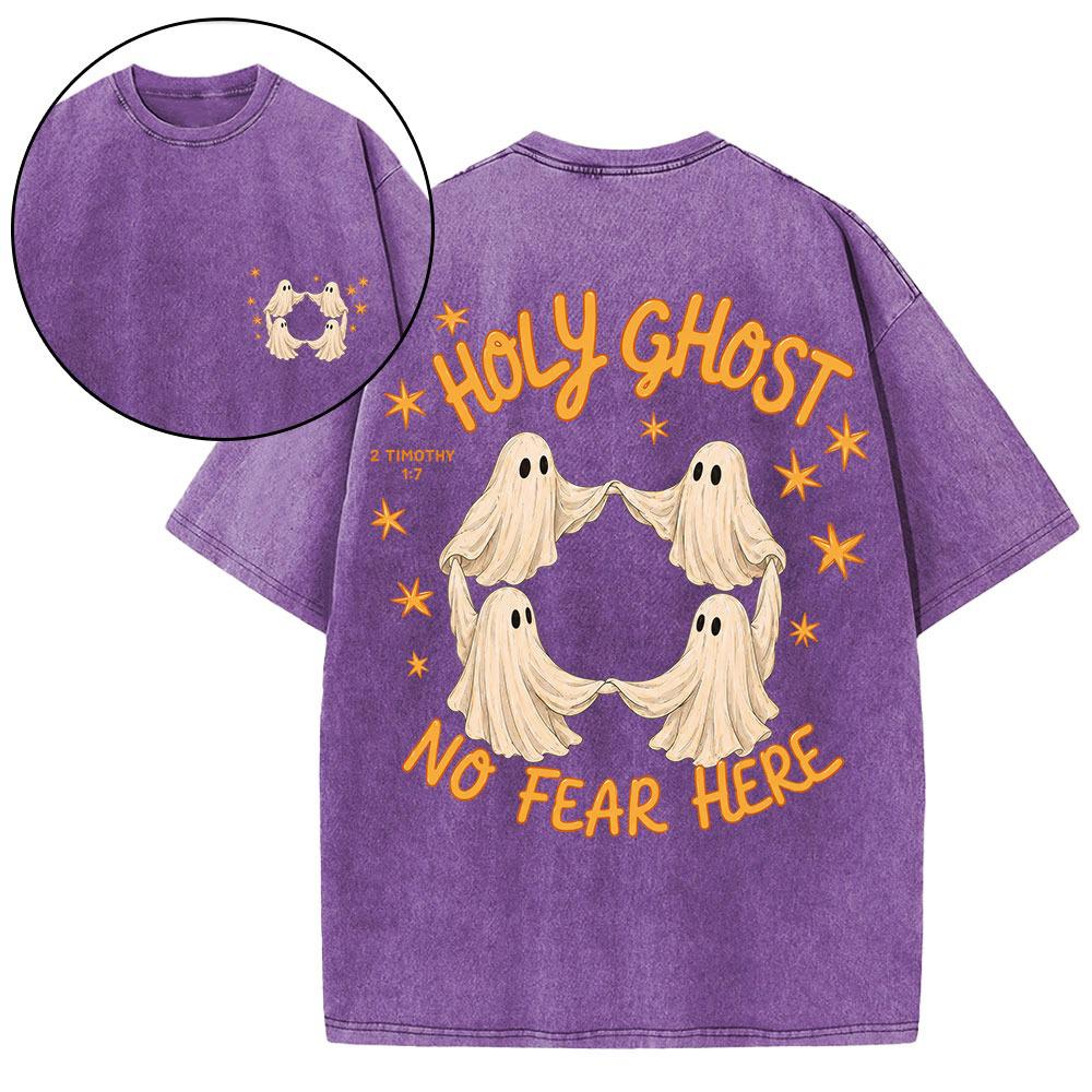 Holy Ghost No Fear Here Christian Washed T-Shirt