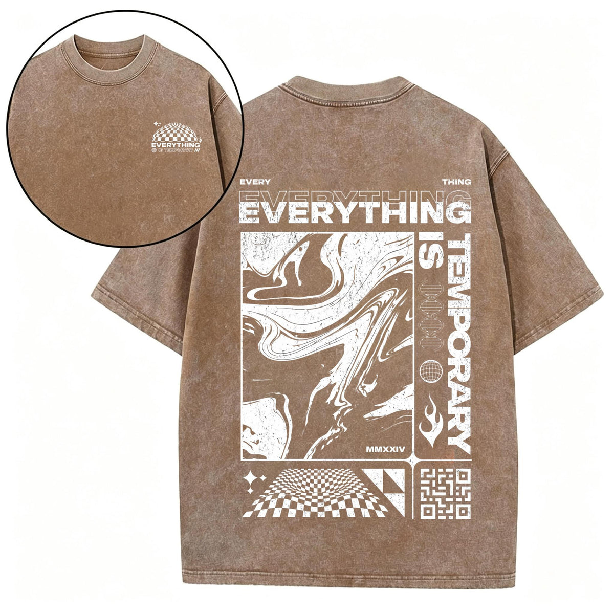 Everything Is Temporary design , Acid Wash Tee, Oversized Unisex Graphic Shirt, Front and Back Print, Vintage Streetwear Gift
