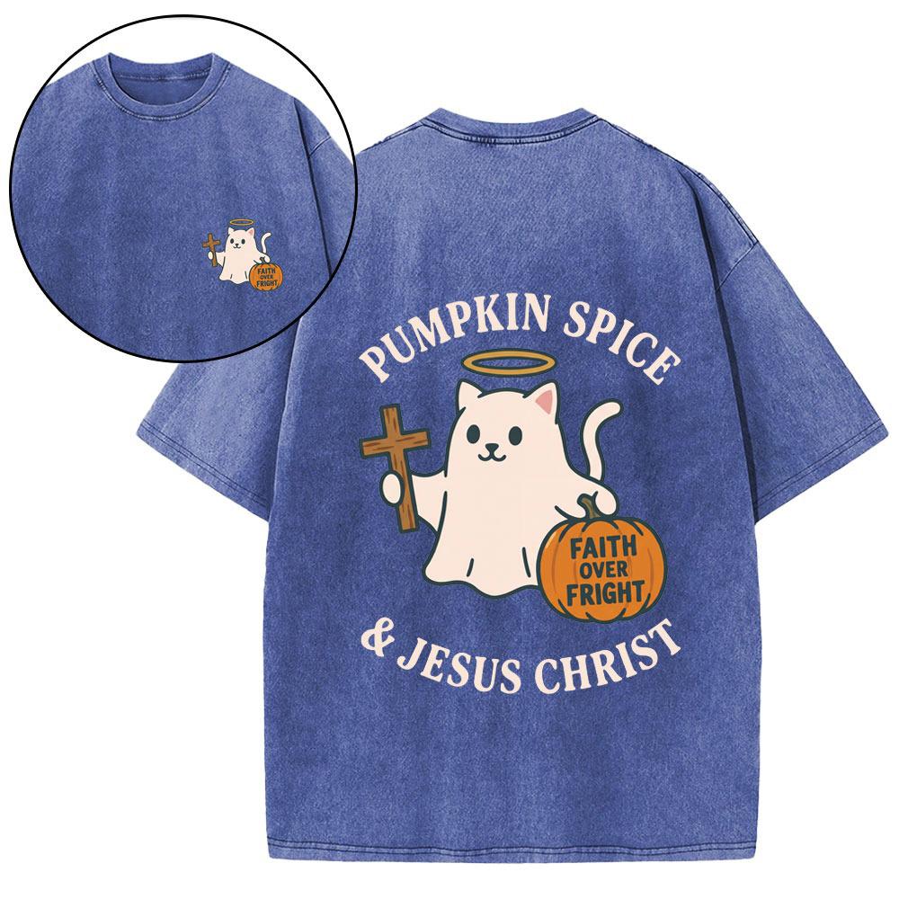Pumpkin Spice & Jesus Christ Christian Washed T-Shirt