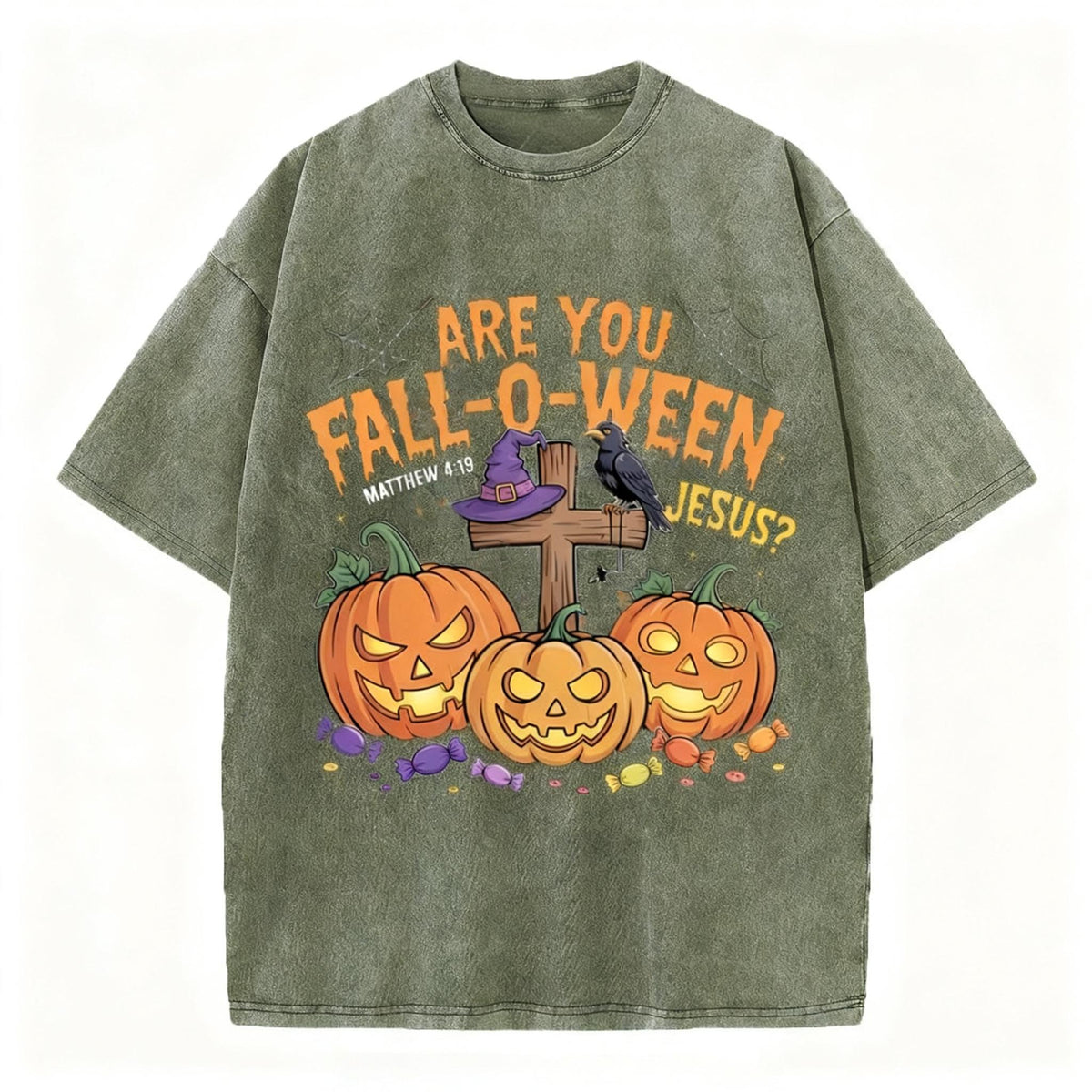 Are You Fall-o-ween Jesus Pumpkin Christian Washed T-Shirt
