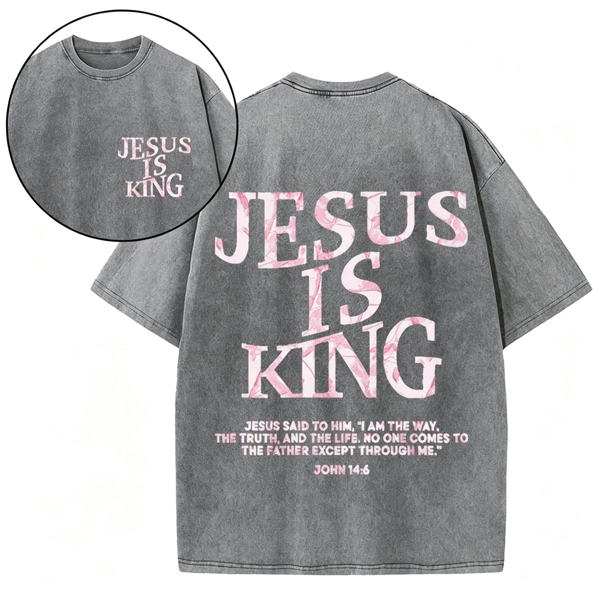 Jesus Is King Camo Christian Washed T-Shirt Oversized Streetwear Tee Jesus Tshirt