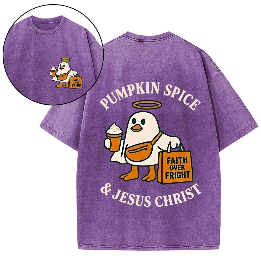 Pumpkin Spice & Jesus Christ Christian Washed T-Shirt
