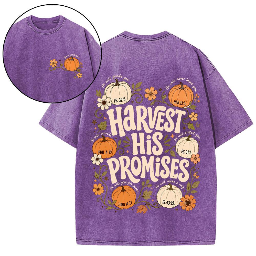 Harvest His Promises Christian Washed T-Shirt