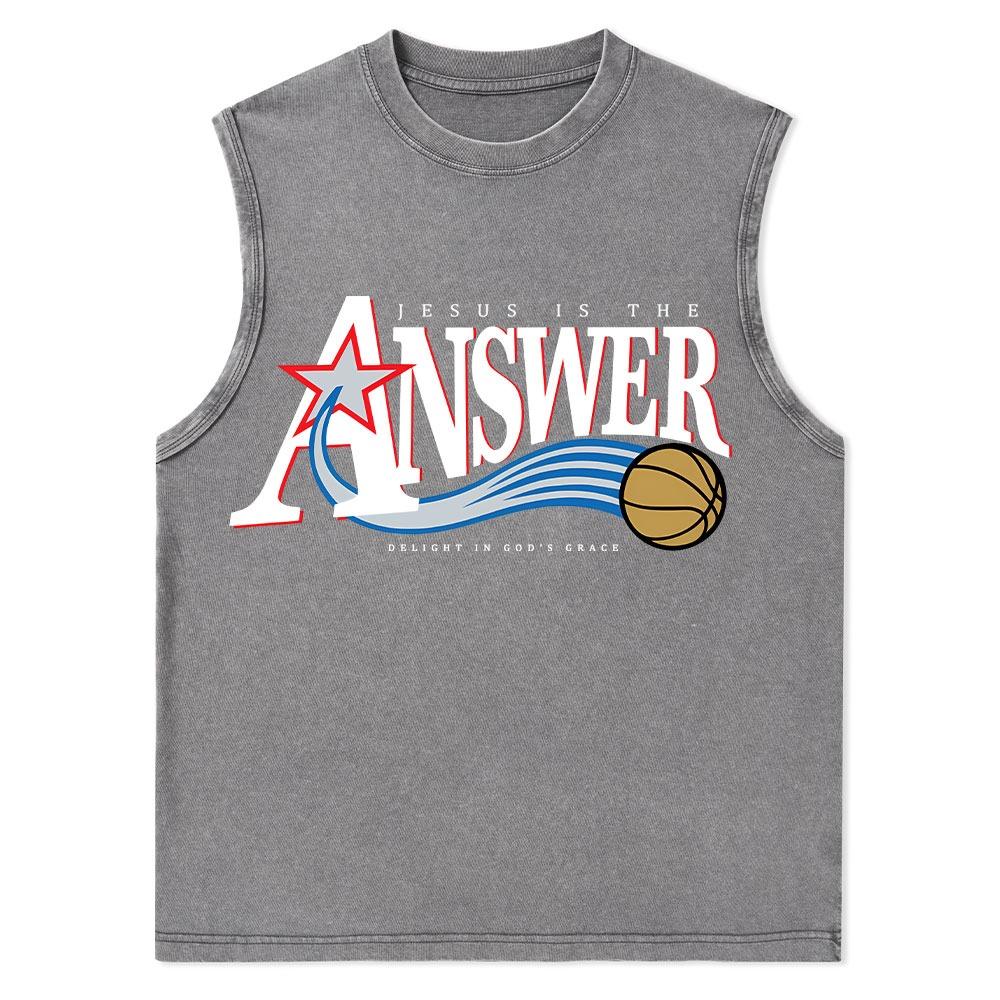 Jesus Is The Answer Christian Washed Tank Top