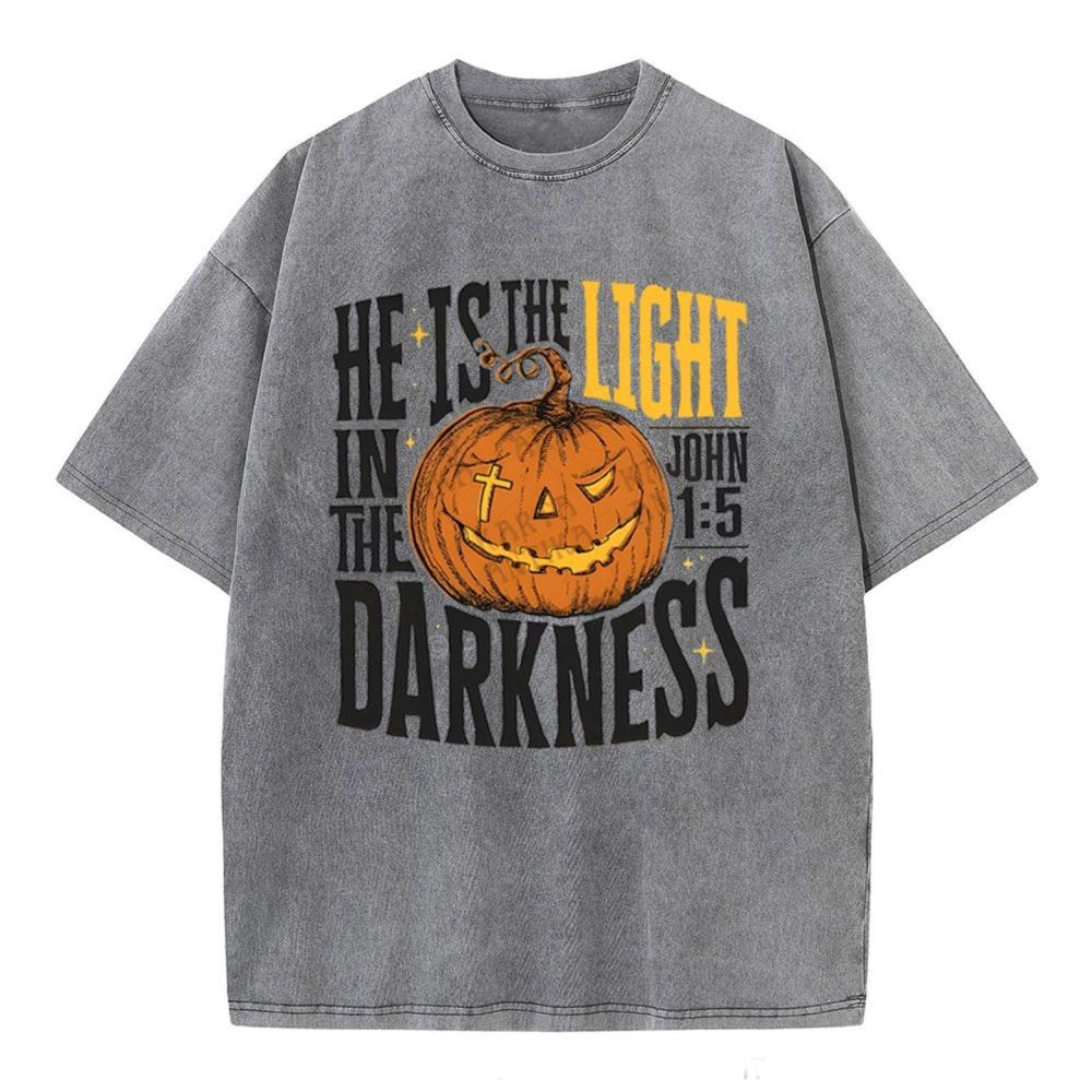 He Is The Light Christian Washed T-Shirt