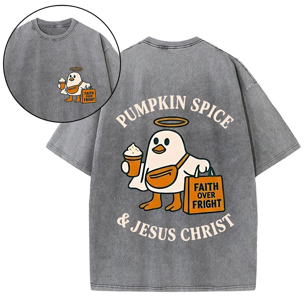 Pumpkin Spice & Jesus Christ Christian Washed T-Shirt