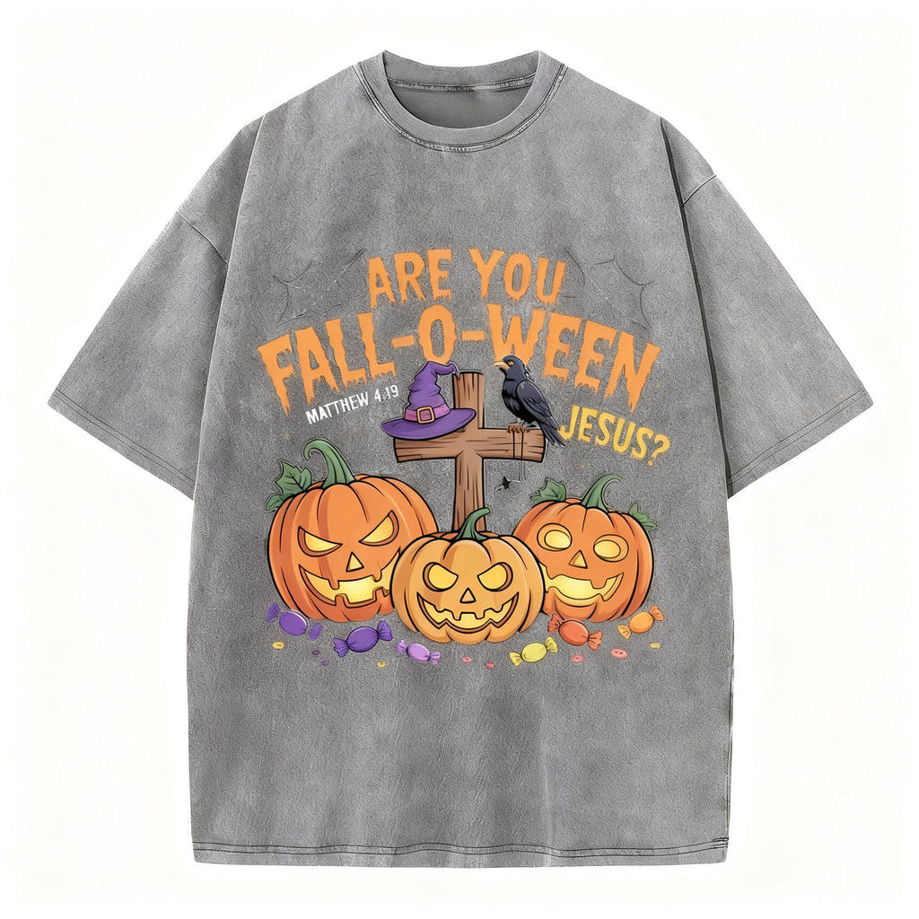 Are You Fall-o-ween Jesus Pumpkin Christian Washed T-Shirt