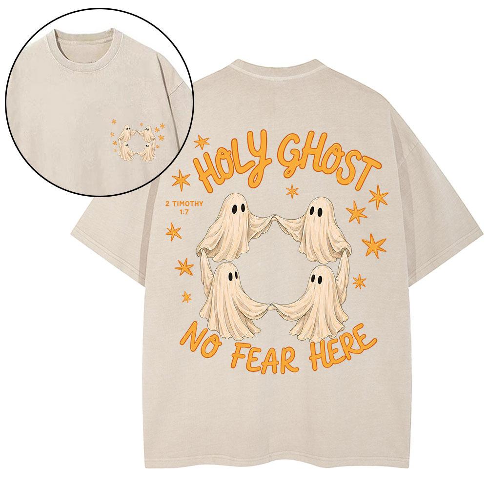Holy Ghost No Fear Here Christian Washed T-Shirt