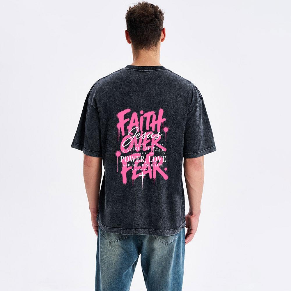 Faith Over Fear Christian Washed T-Shirt