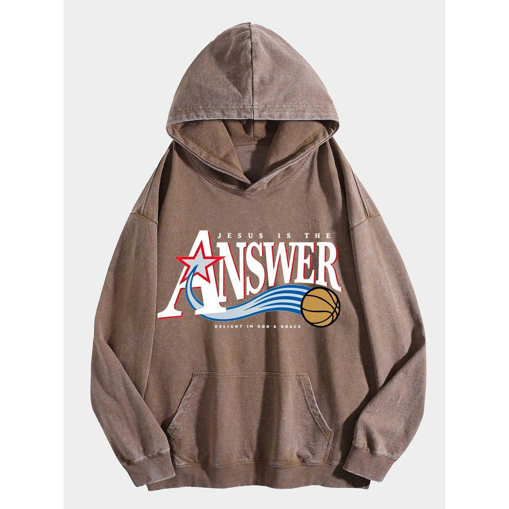 Jesus is Answer Christian Washed Hoodie