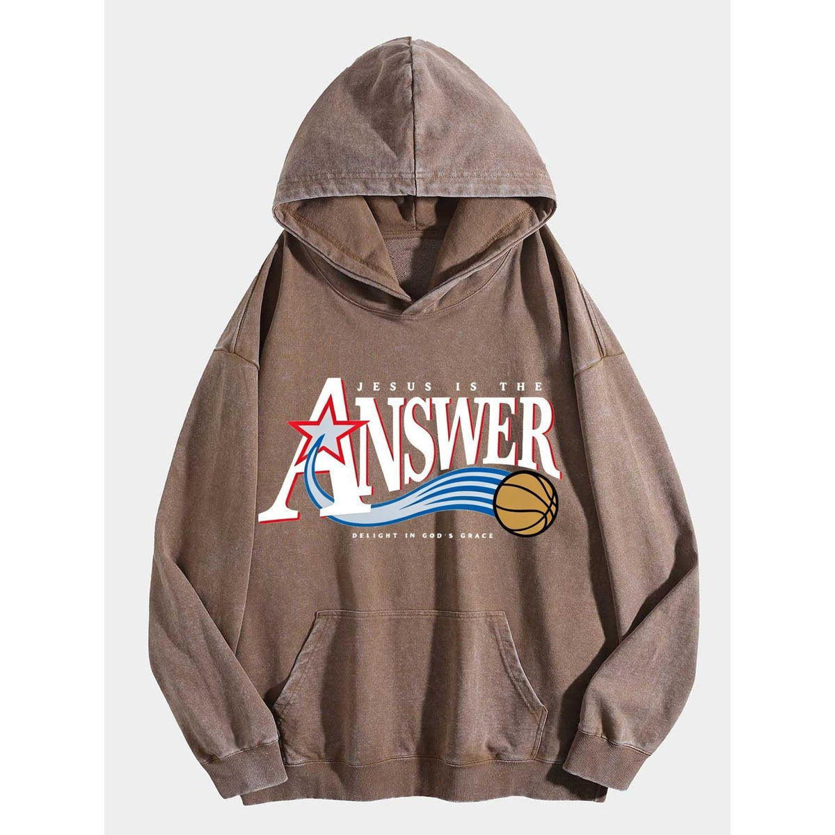 Jesus is Answer Christian Washed Hoodie