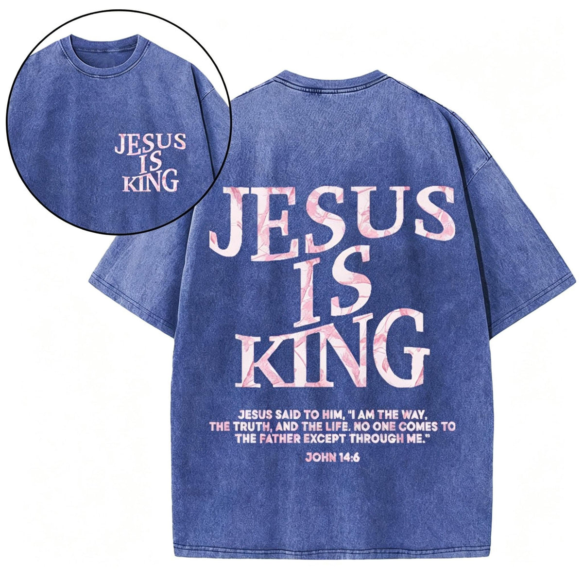 Jesus Is King Camo Christian Washed T-Shirt Oversized Streetwear Tee Jesus Tshirt
