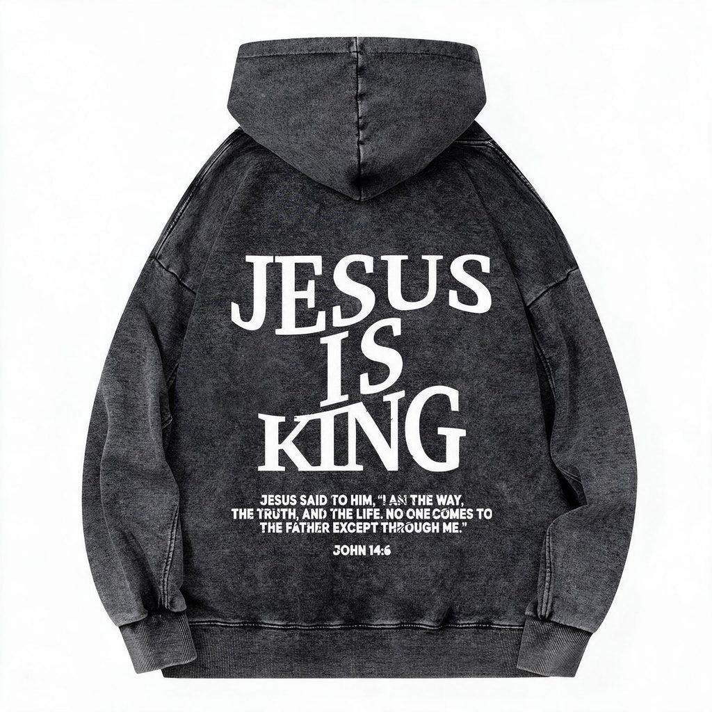 Jesus Is King Camo Vintage Christian Washed Hoodie