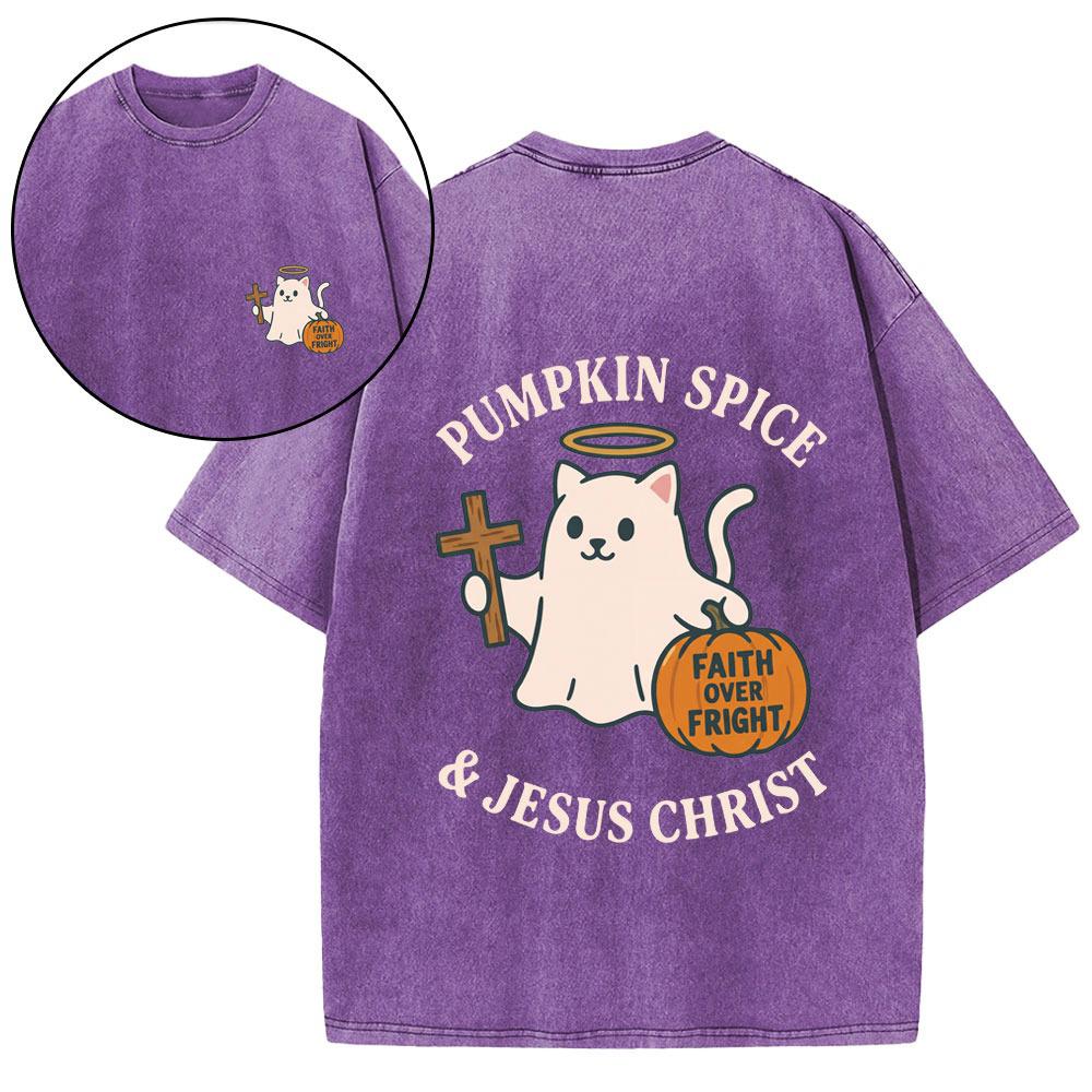 Pumpkin Spice & Jesus Christ Christian Washed T-Shirt