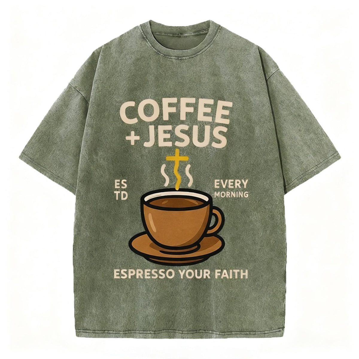 Coffee And Jesus Christian Washed T-Shirt