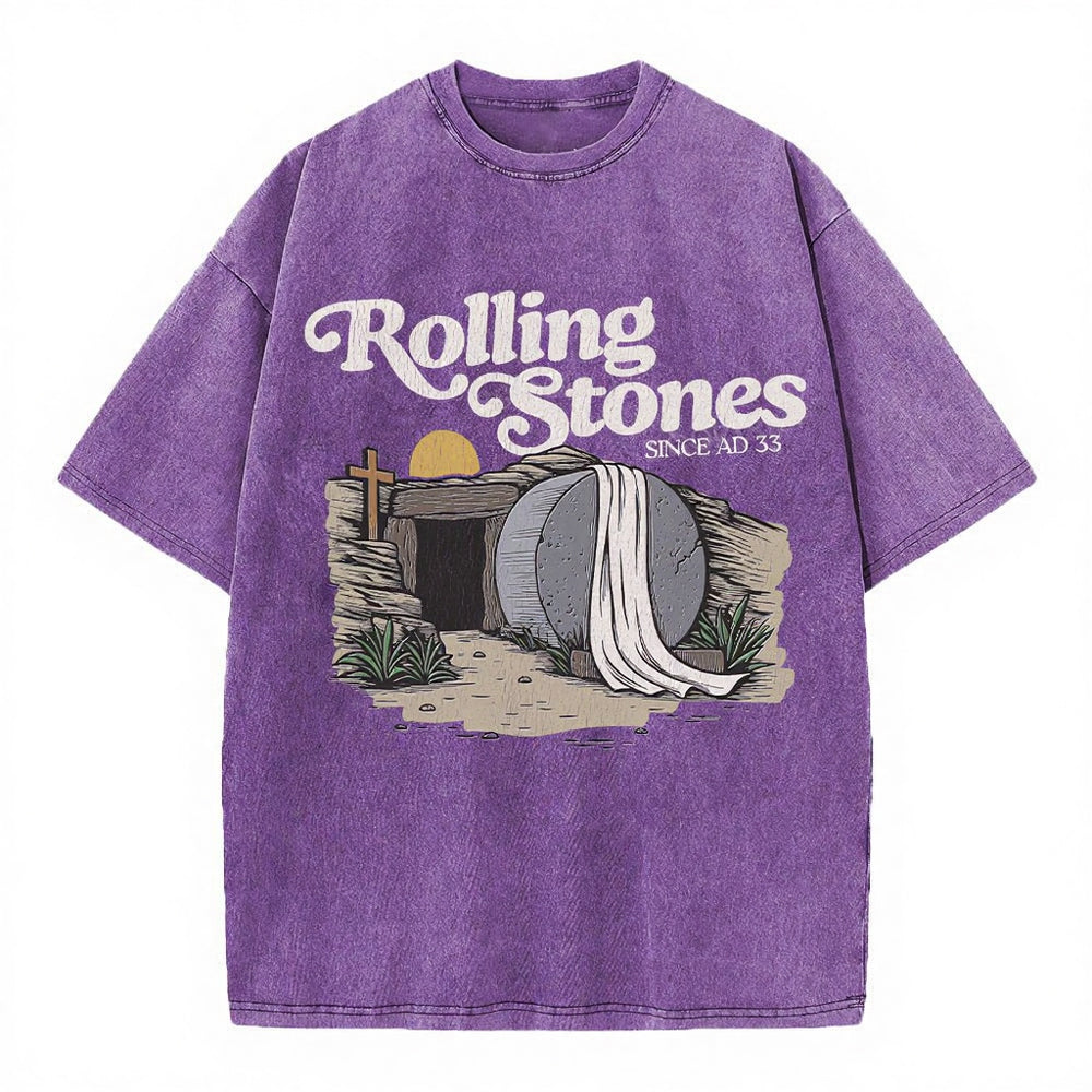 The Stone Was Rolled Away Christian Washed T-Shirt