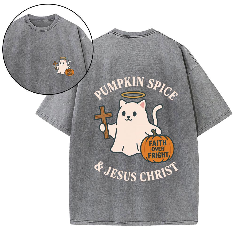 Pumpkin Spice & Jesus Christ Christian Washed T-Shirt
