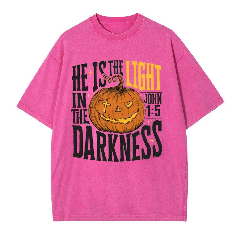 He Is The Light Christian Washed T-Shirt