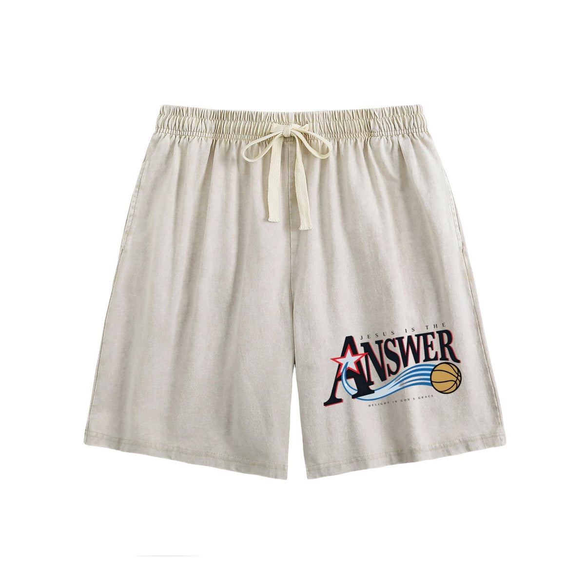 Jesus Is The Answer Christian Washed Shorts