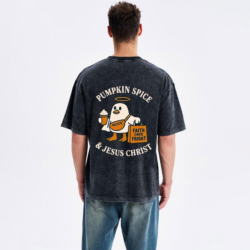 Pumpkin Spice & Jesus Christ Christian Washed T-Shirt