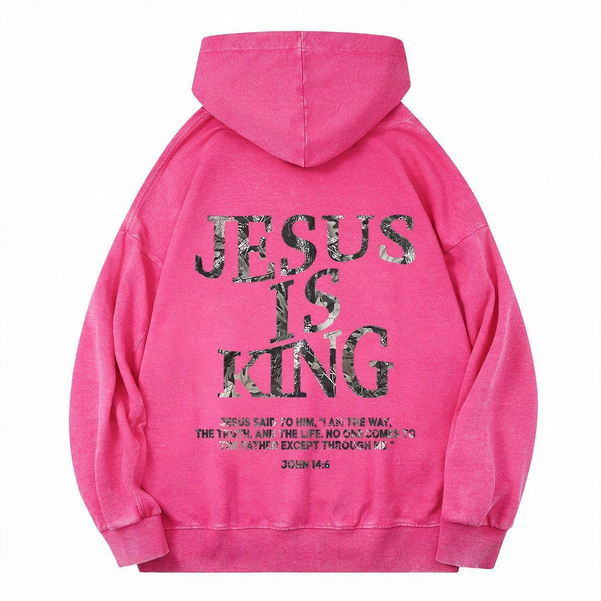 Jesus Is King Camo Vintage Christian Washed Hoodie