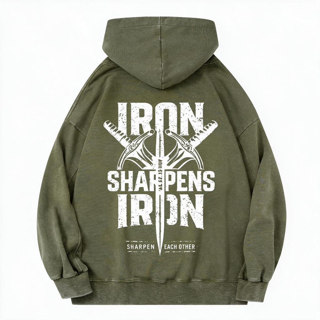 Iron Sharpens Iron Christian Washed Hoodie