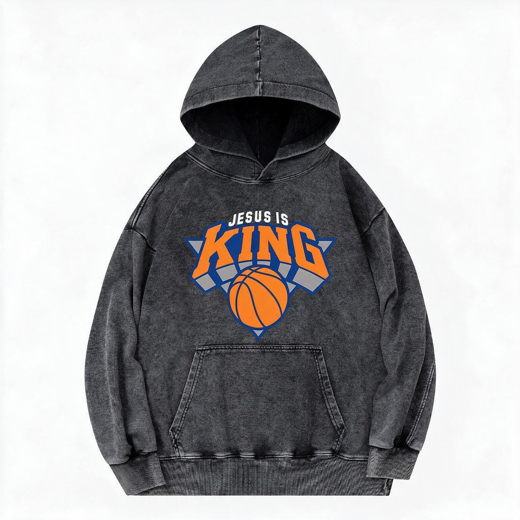 Jesus Is King Christian Washed Hoodie