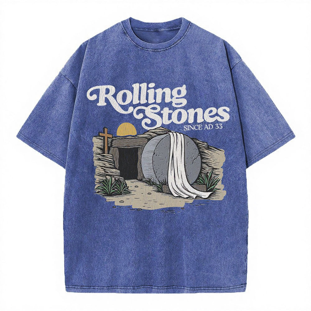 The Stone Was Rolled Away Christian Washed T-Shirt