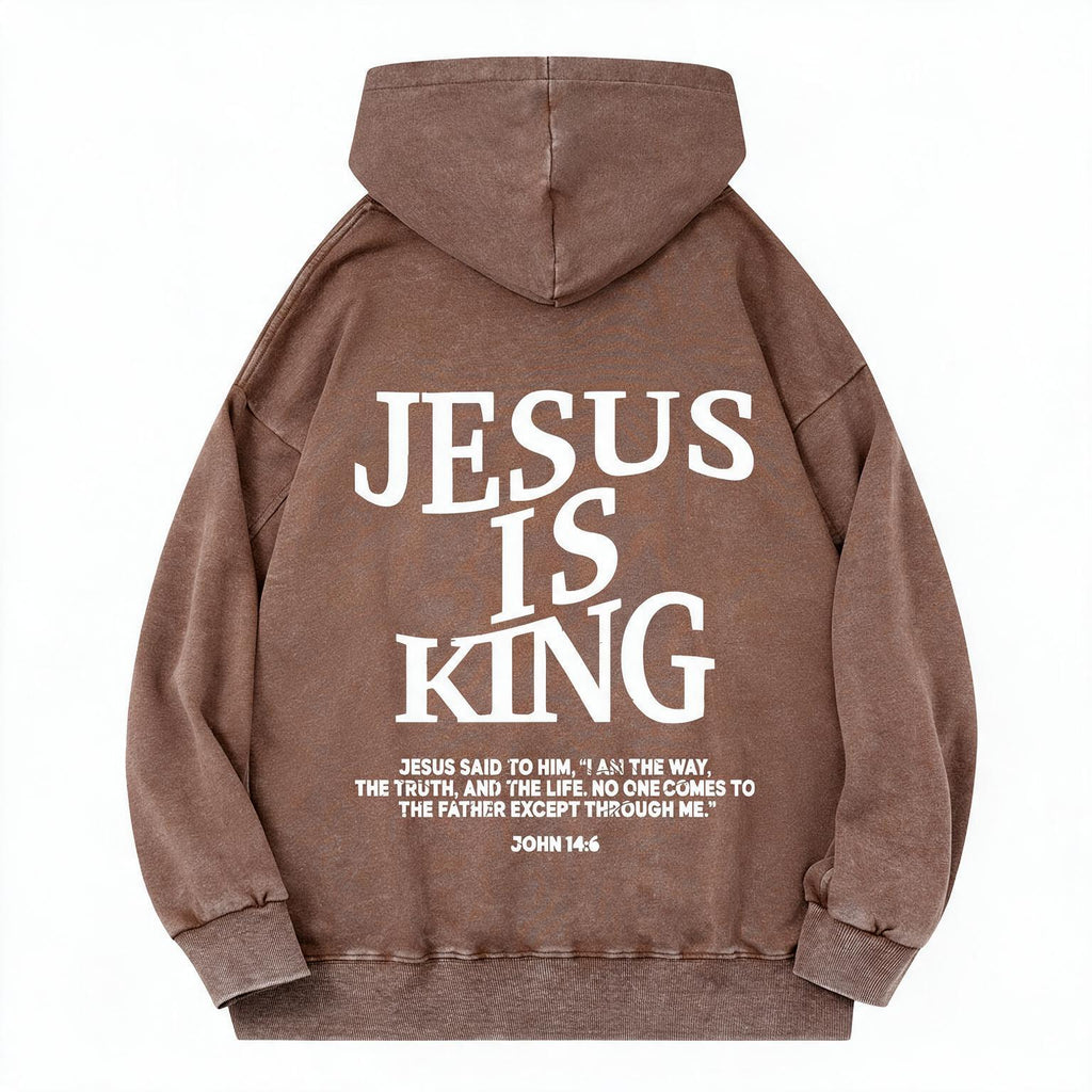 Jesus Is King Camo Vintage Christian Washed Hoodie