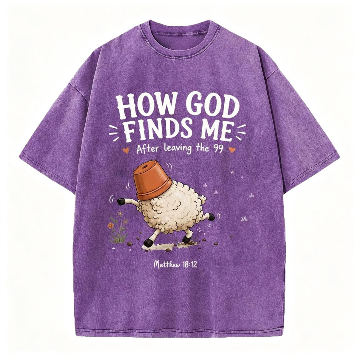 How God Finds Me Christian Washed T-Shirt Loose Fit Vintage Cotton Graphic T-Shirt