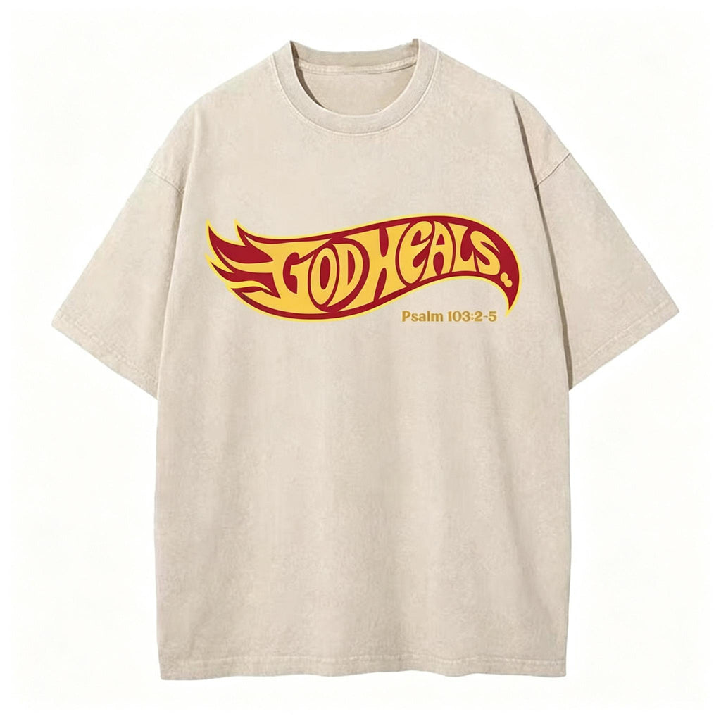 God Heals Christian Washed T-Shirt