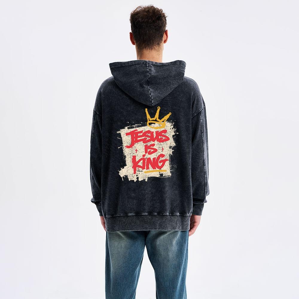 Jesus Is King Christian Washed Hoodie