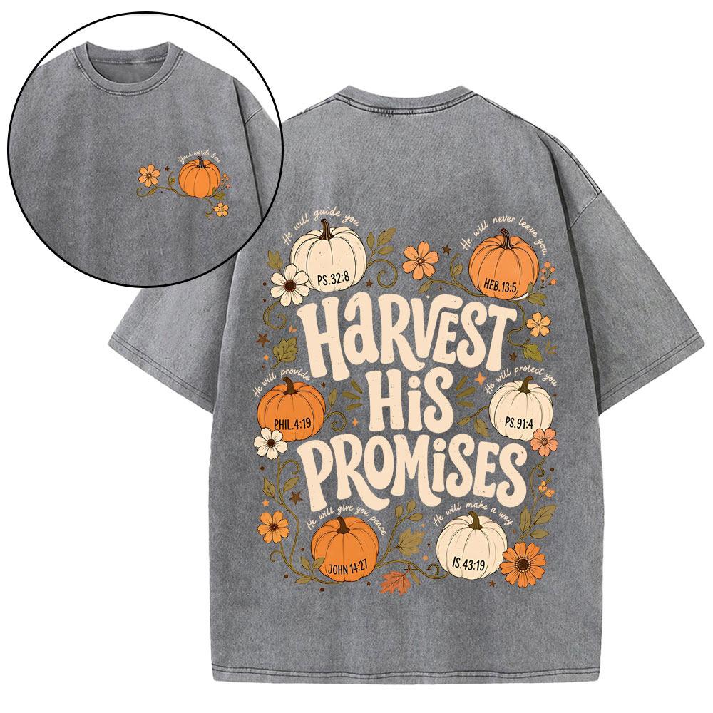 Harvest His Promises Christian Washed T-Shirt