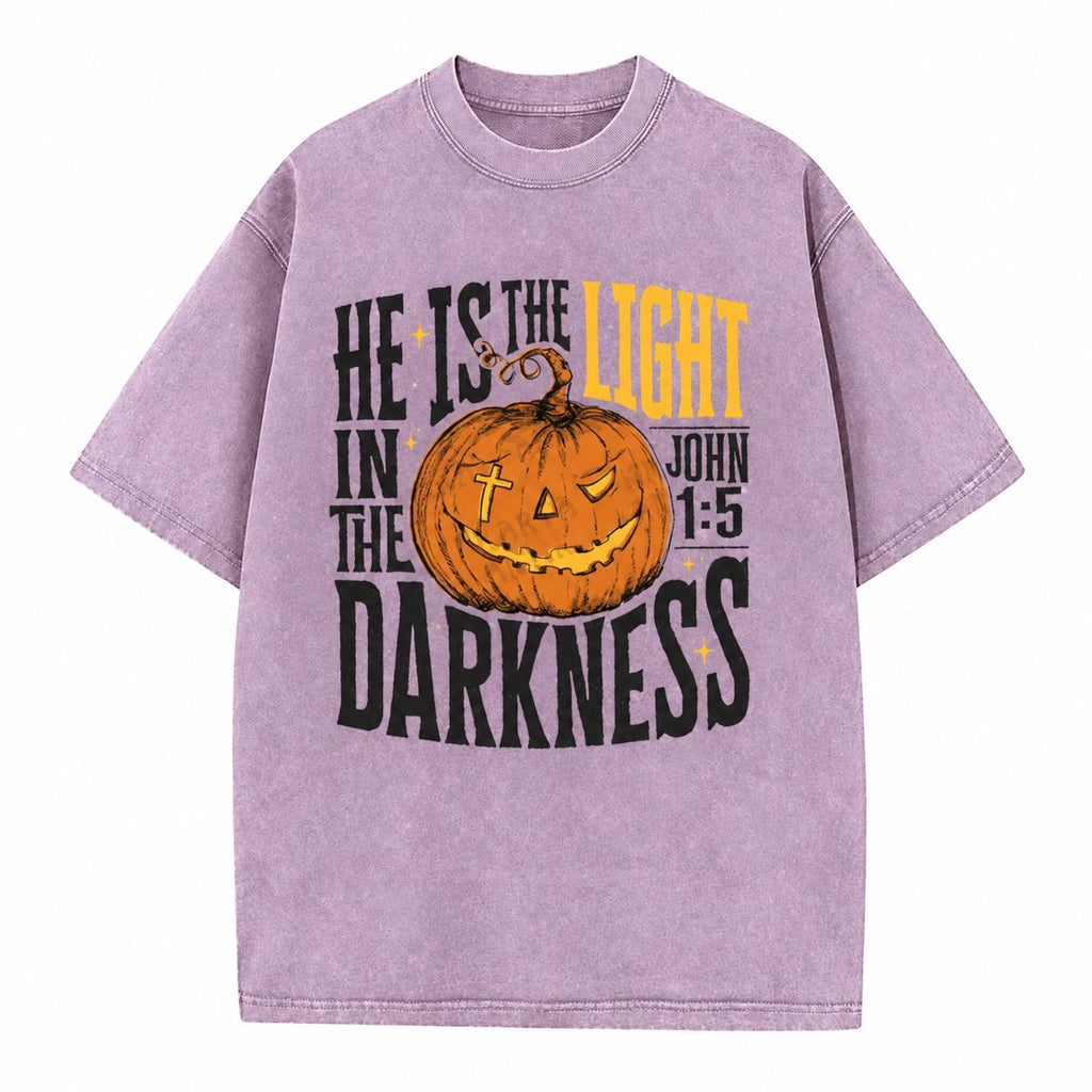 He Is The Light Christian Washed T-Shirt
