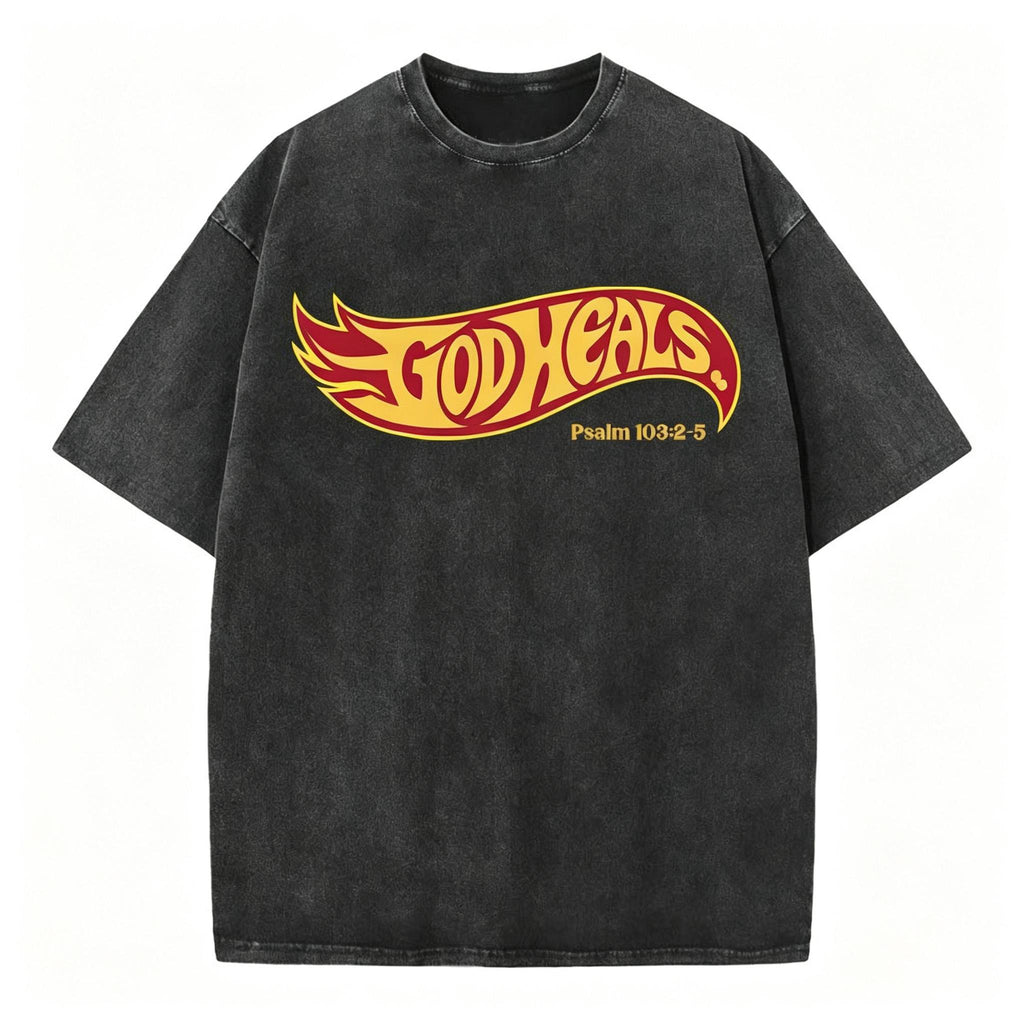 God Heals Christian Washed T-Shirt