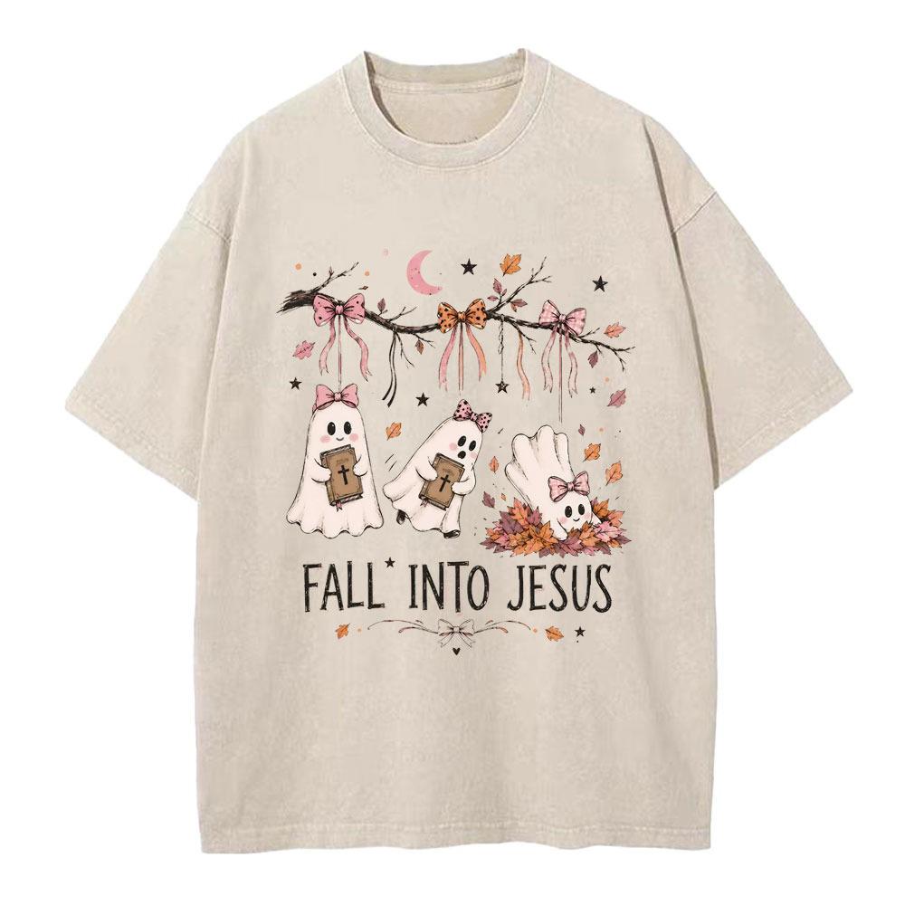 Fall Into Jesus Christian Washed T-Shirt