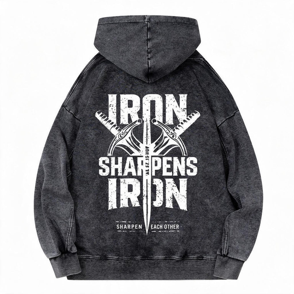 Iron Sharpens Iron Christian Washed Hoodie
